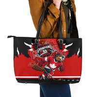 Champions Canada Hockey Leather Tote Bag Fierce Beaver on Ice