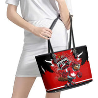 Champions Canada Hockey Leather Tote Bag Fierce Beaver on Ice