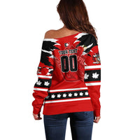 Personalized Champions Canada Hockey Off Shoulder Sweater Fierce Beaver on Ice