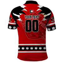 Personalized Champions Canada Hockey Polo Shirt Fierce Beaver on Ice