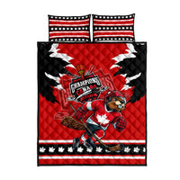 Champions Canada Hockey Quilt Bed Set Fierce Beaver on Ice
