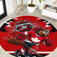Champions Canada Hockey Round Carpet Fierce Beaver on Ice