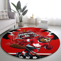 Champions Canada Hockey Round Carpet Fierce Beaver on Ice