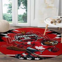 Champions Canada Hockey Round Carpet Fierce Beaver on Ice