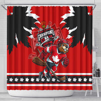 Champions Canada Hockey Shower Curtain Fierce Beaver on Ice