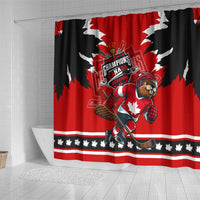 Champions Canada Hockey Shower Curtain Fierce Beaver on Ice