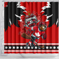 Champions Canada Hockey Shower Curtain Fierce Beaver on Ice