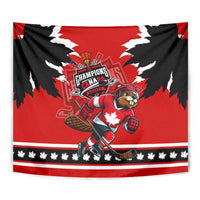 Champions Canada Hockey Tapestry Fierce Beaver on Ice