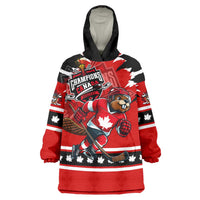 Personalized Champions Canada Hockey Wearable Blanket Hoodie Fierce Beaver on Ice