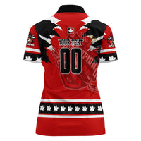 Personalized Champions Canada Hockey Women Polo Shirt Fierce Beaver on Ice