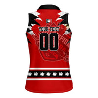 Personalized Champions Canada Hockey Women Sleeveless Polo Shirt Fierce Beaver on Ice