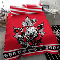 Polar Bear Hockey Canada Bedding Set Maple Leaf Ice Warrior