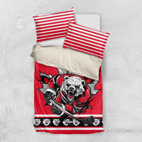 Polar Bear Hockey Canada Bedding Set Maple Leaf Ice Warrior