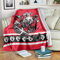 Polar Bear Hockey Canada Blanket Maple Leaf Ice Warrior