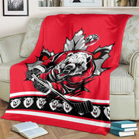 Polar Bear Hockey Canada Blanket Maple Leaf Ice Warrior