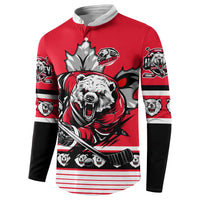 Personalized Polar Bear Hockey Canada Button Sweatshirt Maple Leaf Ice Warrior