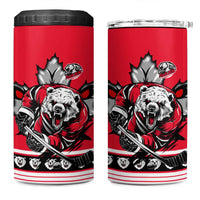 Polar Bear Hockey Canada 4 in 1 Can Cooler Tumbler Maple Leaf Ice Warrior