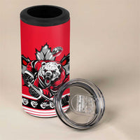 Polar Bear Hockey Canada 4 in 1 Can Cooler Tumbler Maple Leaf Ice Warrior