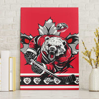 Polar Bear Hockey Canada Canvas Wall Art Maple Leaf Ice Warrior