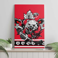 Polar Bear Hockey Canada Canvas Wall Art Maple Leaf Ice Warrior