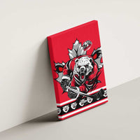 Polar Bear Hockey Canada Canvas Wall Art Maple Leaf Ice Warrior