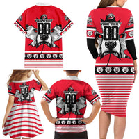 Personalized Polar Bear Hockey Canada Family Matching Long Sleeve Bodycon Dress and Hawaiian Shirt Maple Leaf Ice Warrior