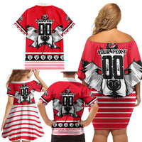 Personalized Polar Bear Hockey Canada Family Matching Off Shoulder Short Dress and Hawaiian Shirt Maple Leaf Ice Warrior