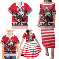 Personalized Polar Bear Hockey Canada Family Matching Puletasi and Hawaiian Shirt Maple Leaf Ice Warrior