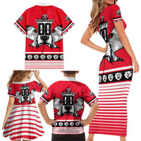 Personalized Polar Bear Hockey Canada Family Matching Short Sleeve Bodycon Dress and Hawaiian Shirt Maple Leaf Ice Warrior