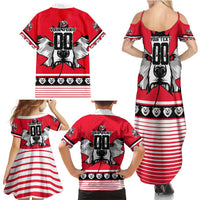 Personalized Polar Bear Hockey Canada Family Matching Summer Maxi Dress and Hawaiian Shirt Maple Leaf Ice Warrior
