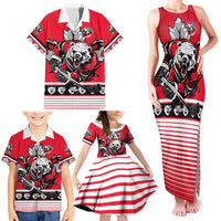 Personalized Polar Bear Hockey Canada Family Matching Tank Maxi Dress and Hawaiian Shirt Maple Leaf Ice Warrior