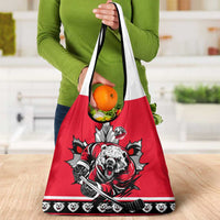 Polar Bear Hockey Canada Grocery Bag Maple Leaf Ice Warrior