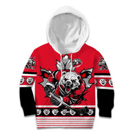 Personalized Polar Bear Hockey Canada Kid Hoodie Maple Leaf Ice Warrior