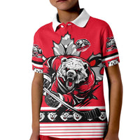 Personalized Polar Bear Hockey Canada Kid Polo Shirt Maple Leaf Ice Warrior