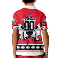 Personalized Polar Bear Hockey Canada Kid Polo Shirt Maple Leaf Ice Warrior