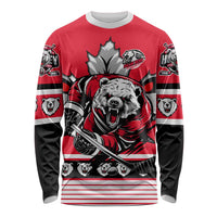 Personalized Polar Bear Hockey Canada Long Sleeve Shirt Maple Leaf Ice Warrior