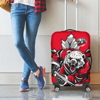 Polar Bear Hockey Canada Luggage Cover Maple Leaf Ice Warrior