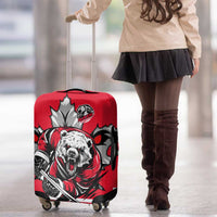 Polar Bear Hockey Canada Luggage Cover Maple Leaf Ice Warrior