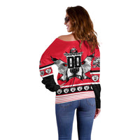 Personalized Polar Bear Hockey Canada Off Shoulder Sweater Maple Leaf Ice Warrior