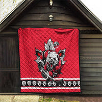 Polar Bear Hockey Canada Quilt Maple Leaf Ice Warrior