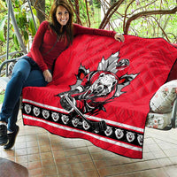 Polar Bear Hockey Canada Quilt Maple Leaf Ice Warrior