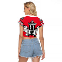 Personalized Polar Bear Hockey Canada Raglan Cropped T Shirt Maple Leaf Ice Warrior