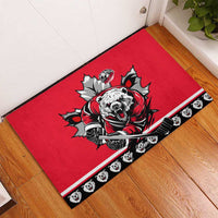 Polar Bear Hockey Canada Rubber Doormat Maple Leaf Ice Warrior