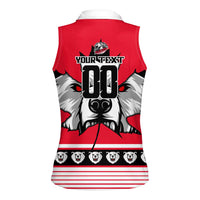 Personalized Polar Bear Hockey Canada Women Sleeveless Polo Shirt Maple Leaf Ice Warrior