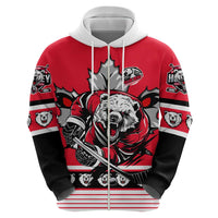Personalized Polar Bear Hockey Canada Zip Hoodie Maple Leaf Ice Warrior