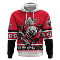 Personalized Polar Bear Hockey Canada Zip Hoodie Maple Leaf Ice Warrior