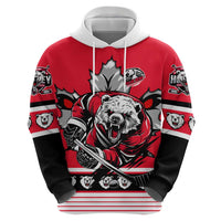 Personalized Polar Bear Hockey Canada Zip Hoodie Maple Leaf Ice Warrior