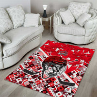 Canada Hockey Helmet Area Rug Maple Leaf Pattern