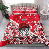 Canada Hockey Helmet Bedding Set Maple Leaf Pattern