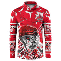 Personalized Canada Hockey Helmet Button Sweatshirt Maple Leaf Pattern